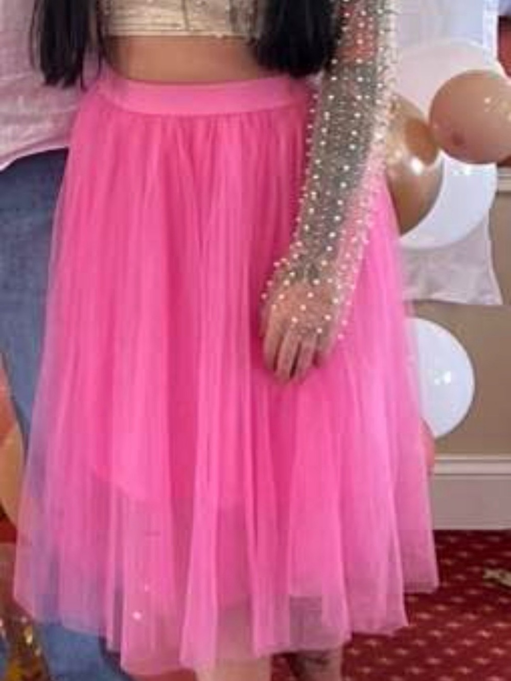 Pink Tulle Midi Skirt - Women